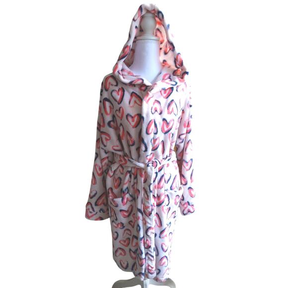 Vera Bradley Intimates Womens pink fleece robe hooded belted plush comfort S/M - Picture 1 of 7